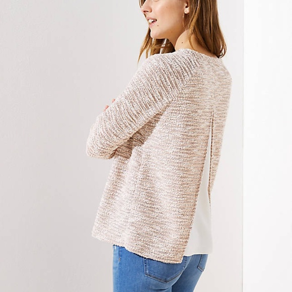 LOFT Tops - NWT LOFT Women's Boucle Split Back Mixed Media Top LOFT Tops - NWT LOFT Women's Boucle Split Back Mixed Media Top